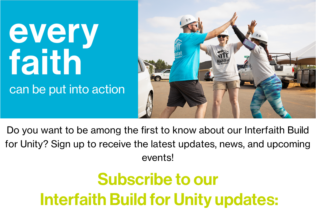 Interfaith Build for Unity Subscribe Page Banner