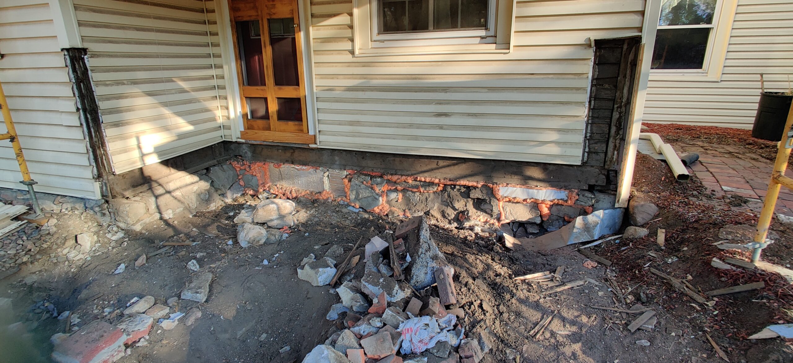 House with yard torn up for renovations