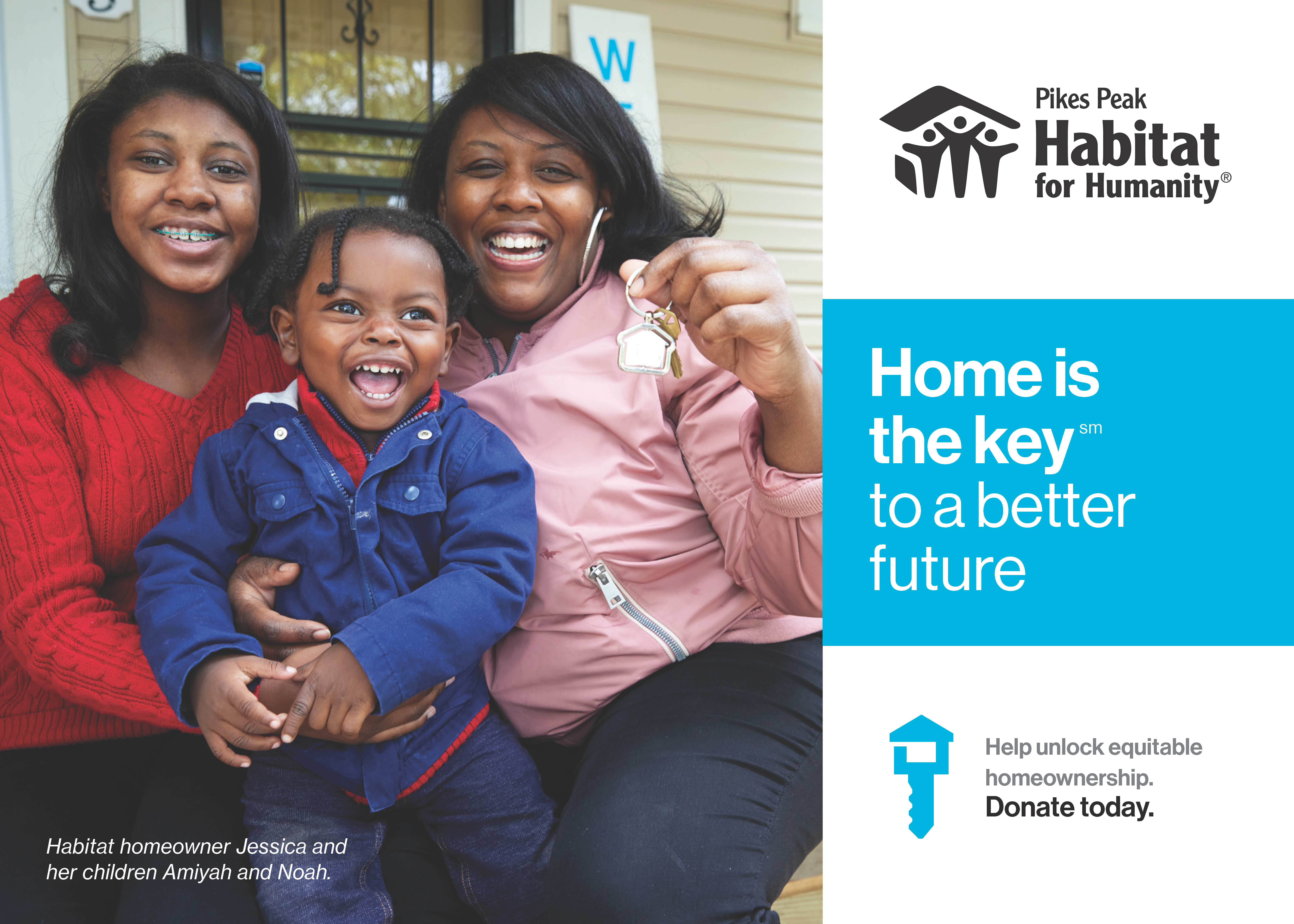 Pictured: Habitat homeowner Jessica and her children Amiyah and Noah