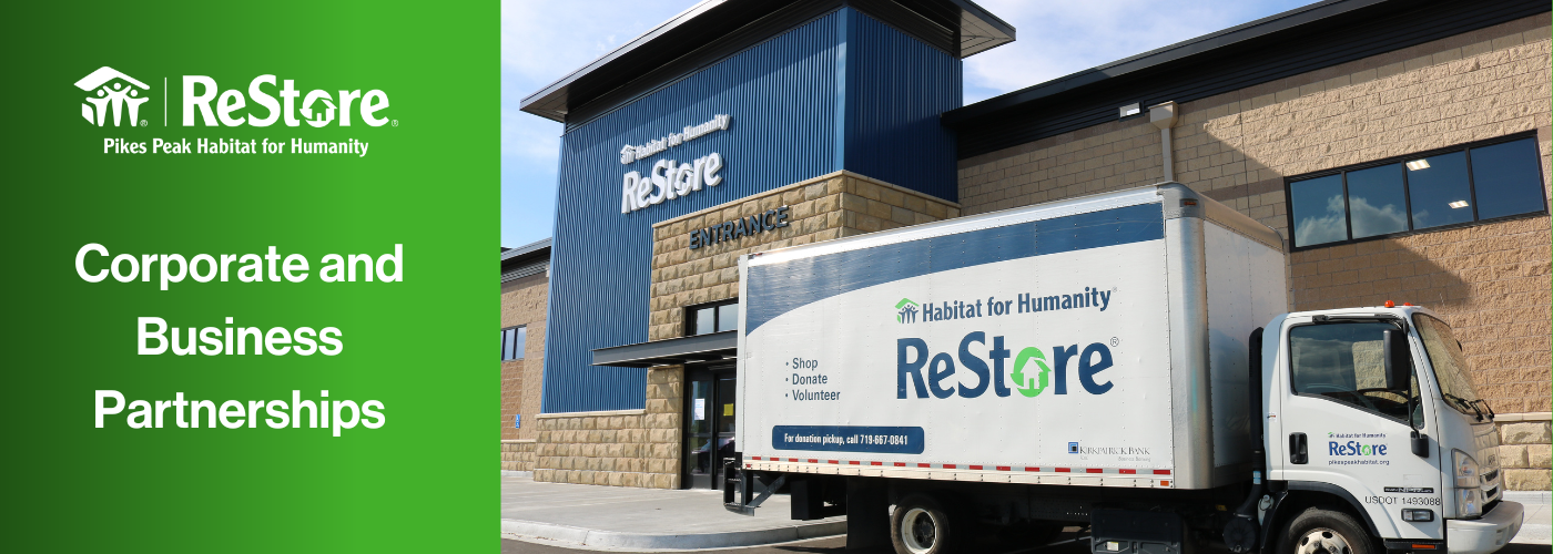 Corporate and Business Partnerships header with image of ReStore and truck
