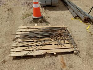 Rebar stacked on a pallet
