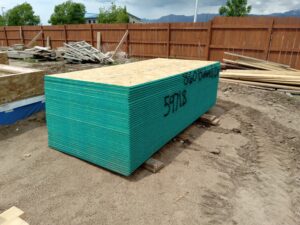 Green-edged plywood sheets for subfloor