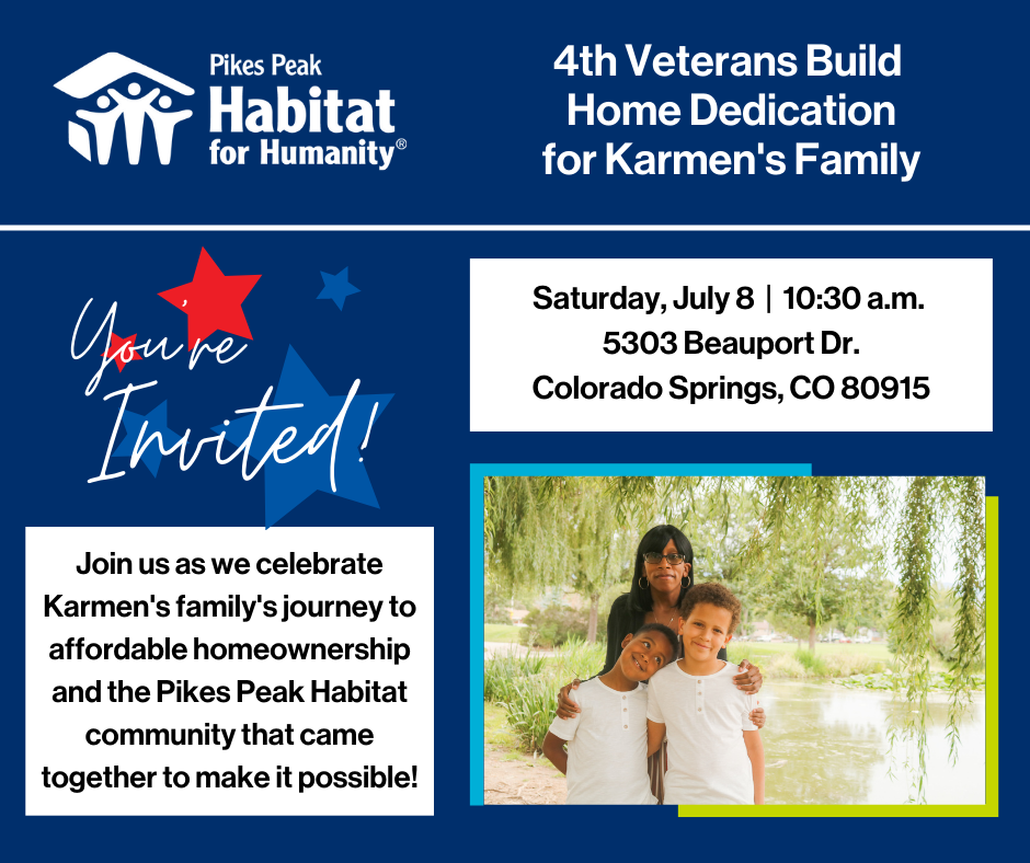 Invitation to Karmen's home dedication; details are also included in the accompanying text