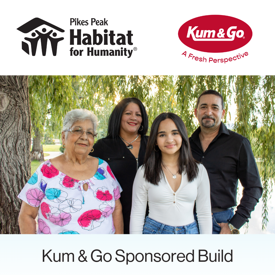Kum & Go build graphic with family photo