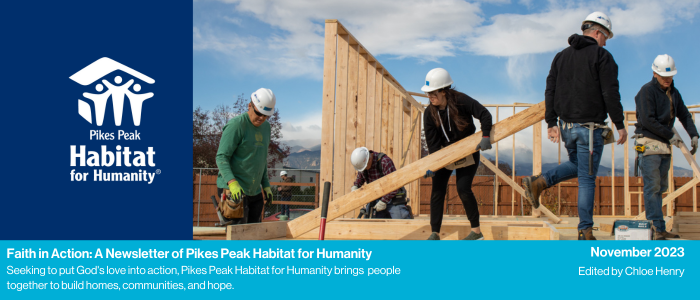 November e-newsletter header showing people building a wall