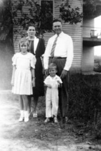 Black-and-white family photo