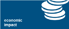 Economic impact graphic showing coins