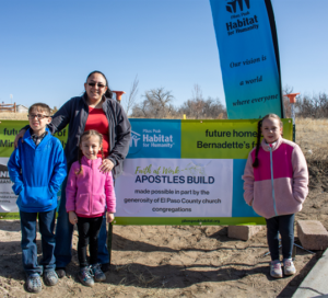 Bernadette and children at their ground blessing