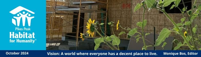 October e-news header showing construction site with sunflower