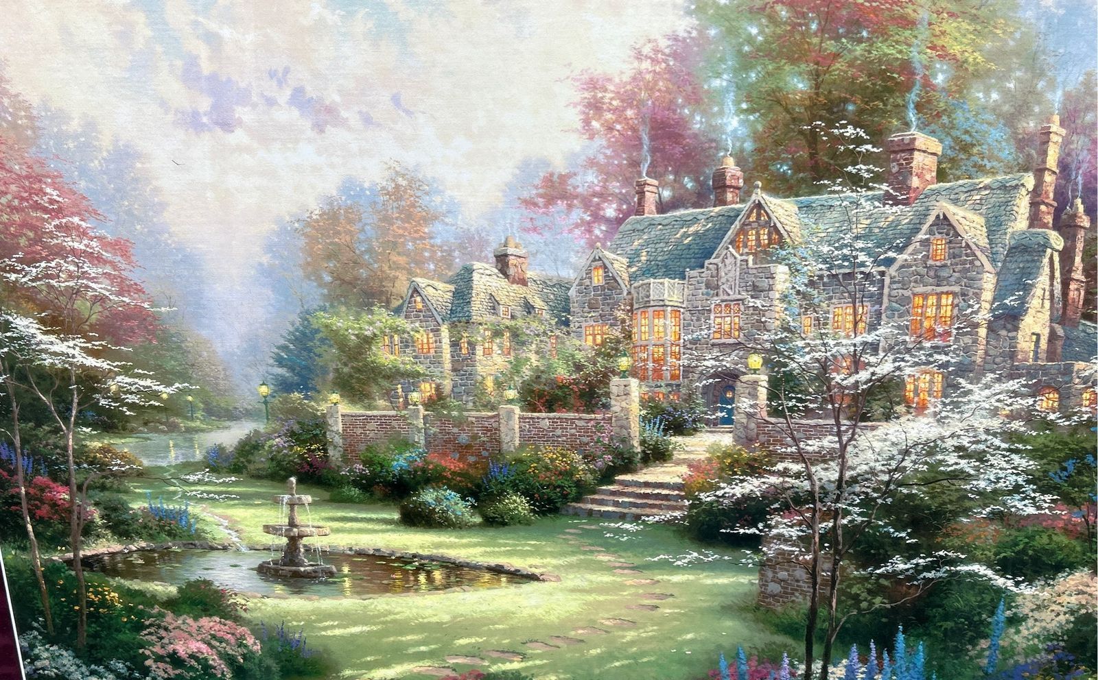 Painting of a manor house and garden