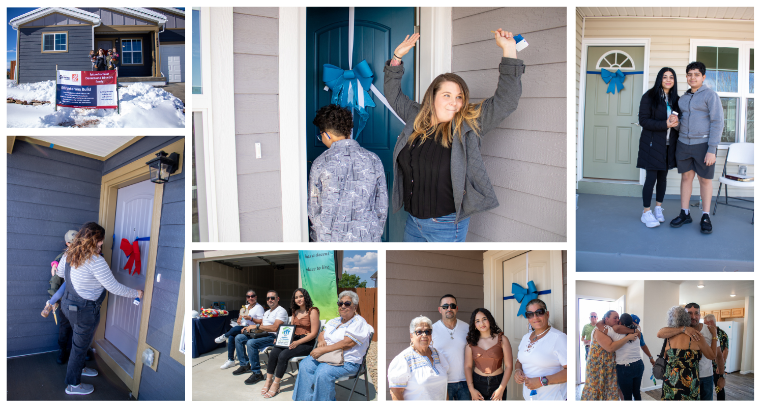 Families celebrating at their home dedications