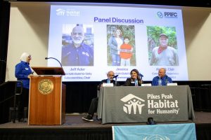 Moderator and panelists onstage