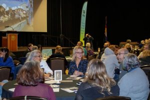 People talking at table