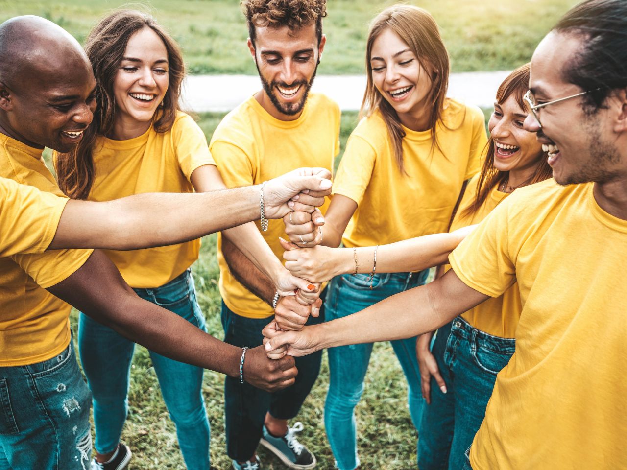 Smiling child in front of Christmas tree